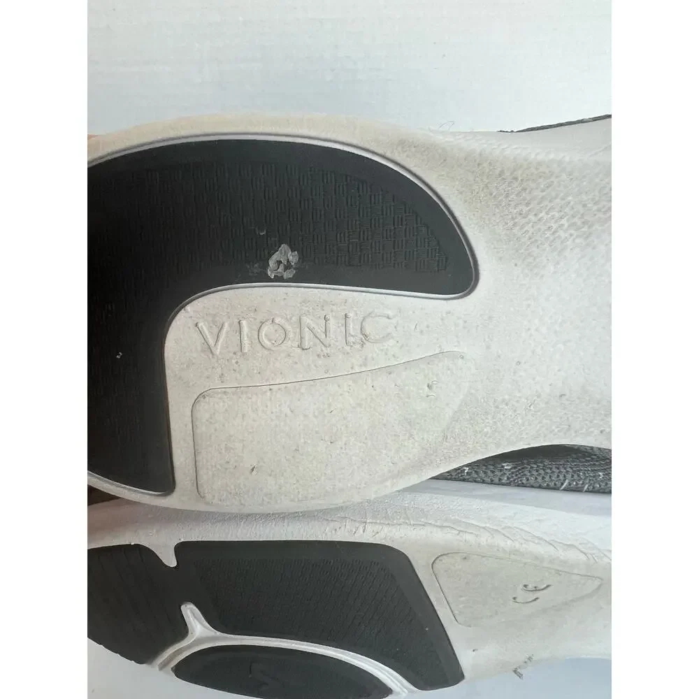 Vionic Women's Jessica Mary Jane Flats Gray & White‎ Comfort Orthotic Shoes 9.5